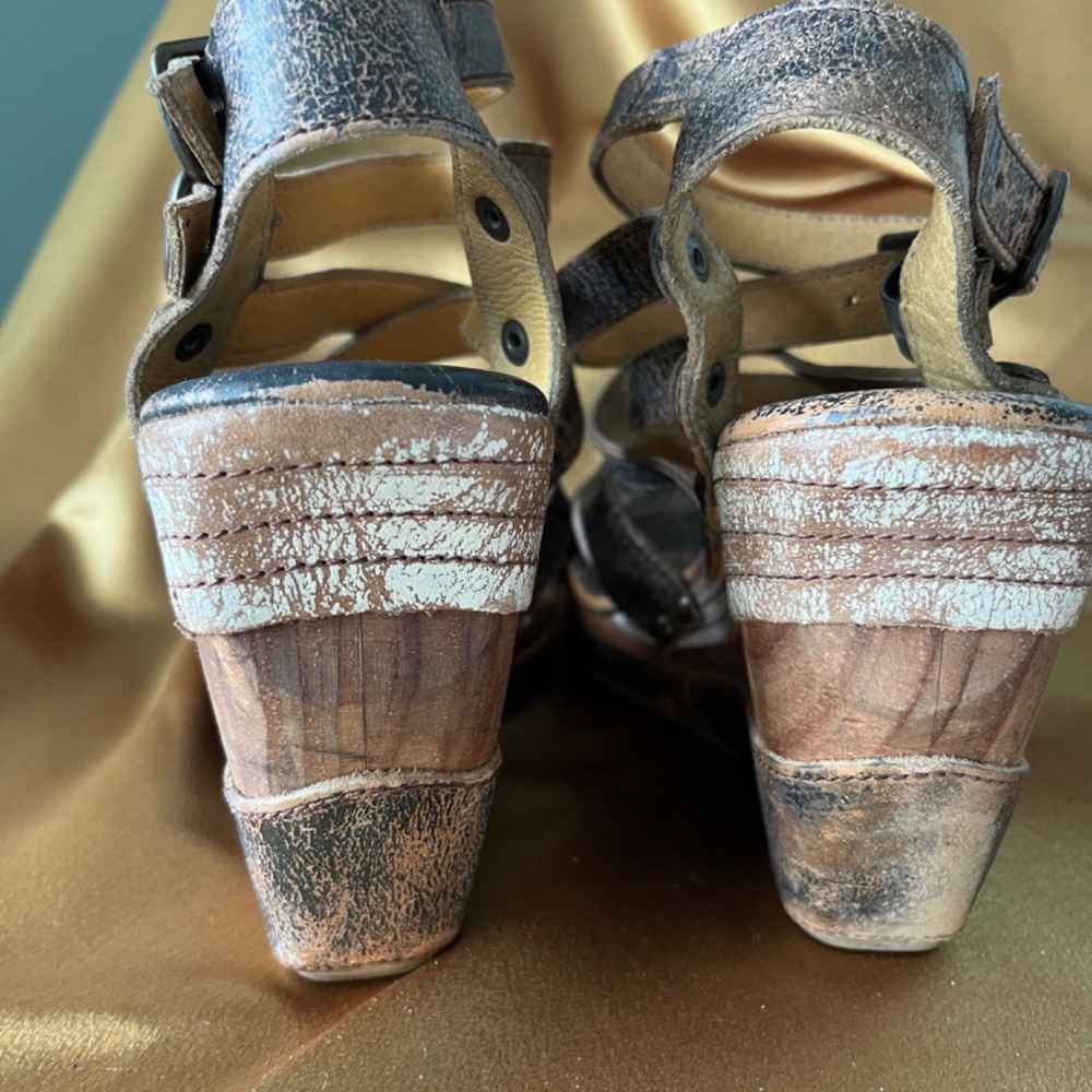 Bed Stu Juliana Wooden Wedge Platform Sandals 9.5 - Picture 8 of 13